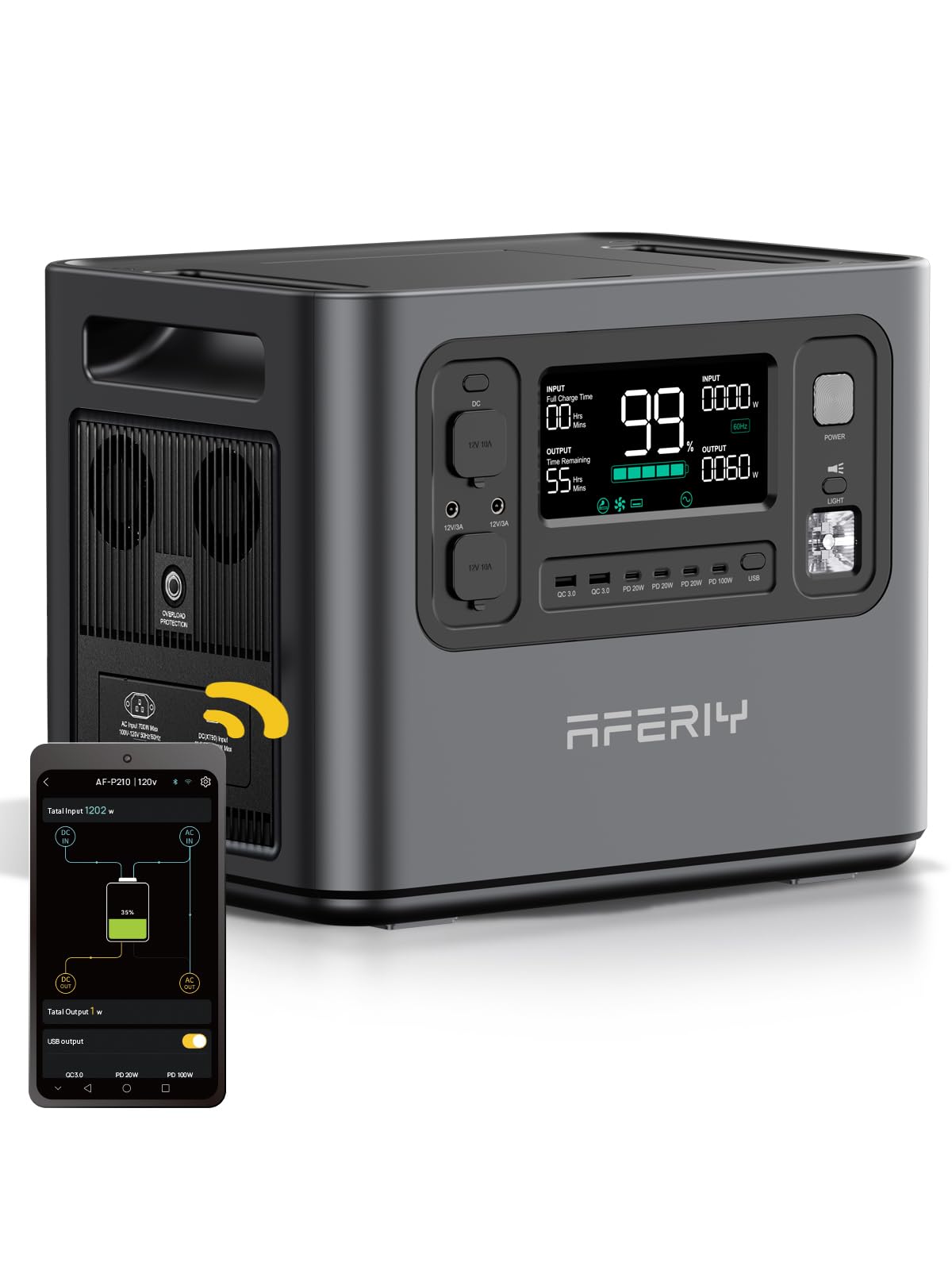 AFERIY P210 Solar Generator 2048Wh Portable Power Station 2400W (4800W Peak