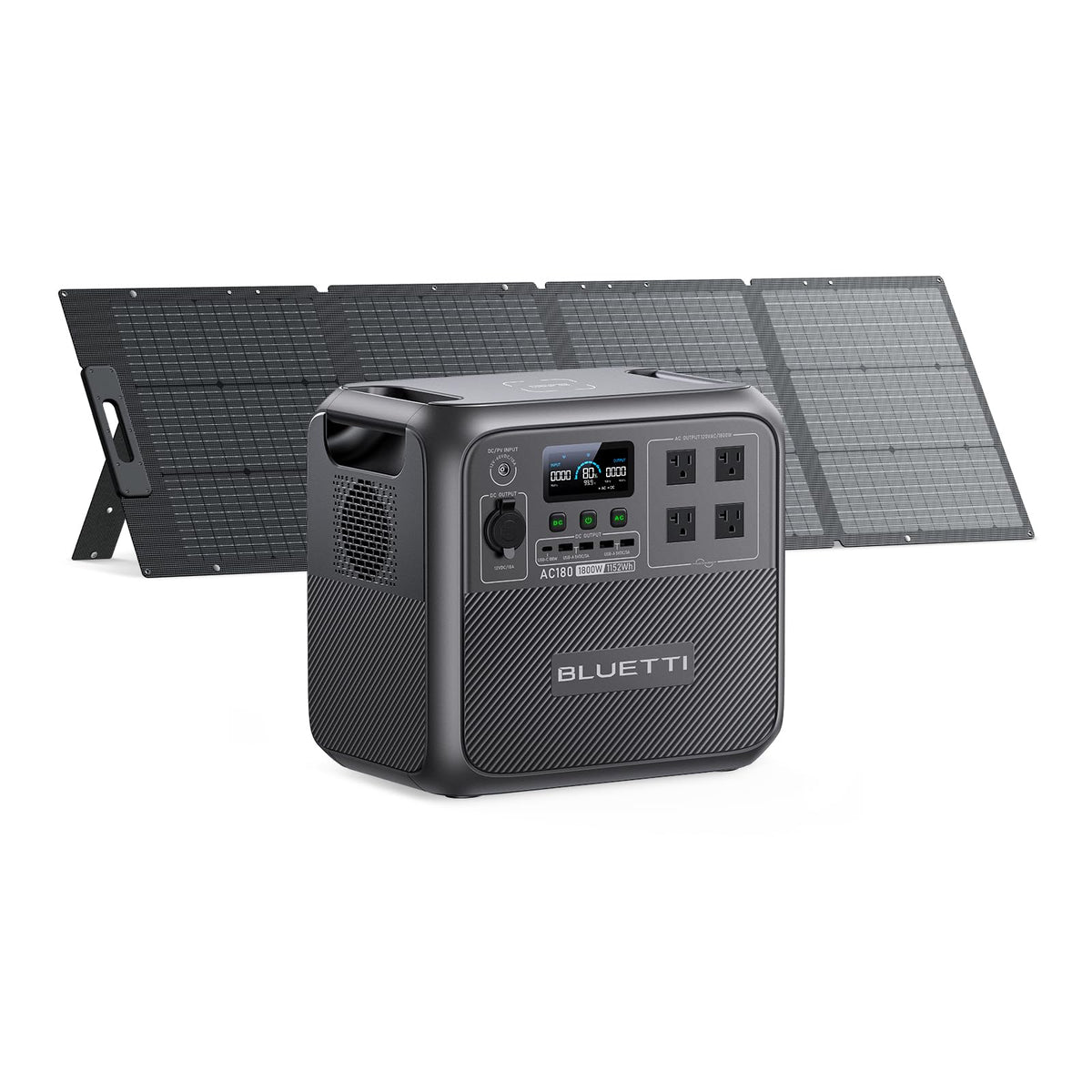BLUETTI AC180 Solar Generator with 200W Solar Panel Included, 1152Wh 1800W