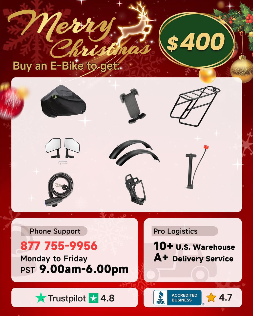 Electric Bicycle with Removable 48V Battery, Full Suspension, 7-Speed Gears, 26-Inch Fat Tires