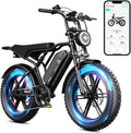 Electric Bicycle with Removable 48V Battery, Dual Suspension, 7-Speed Gears, 20-Inch Fat Tires, LCD Display