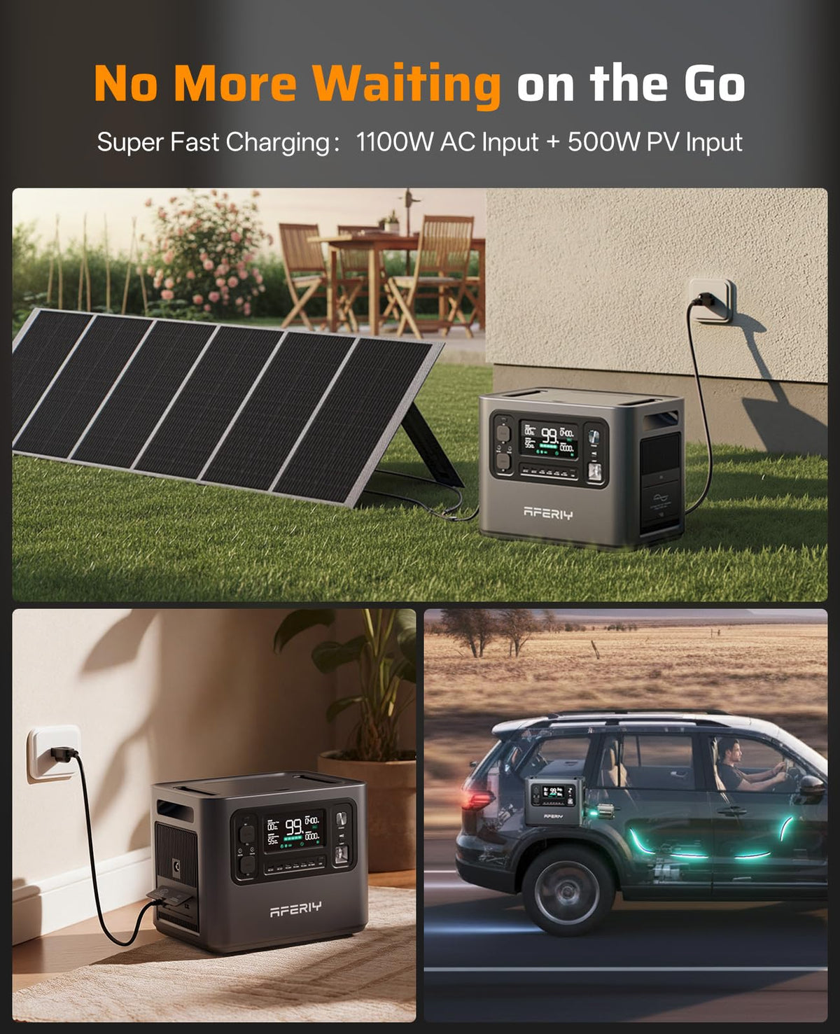 AFERIY P210 Solar Generator 2048Wh Portable Power Station 2400W (4800W Peak