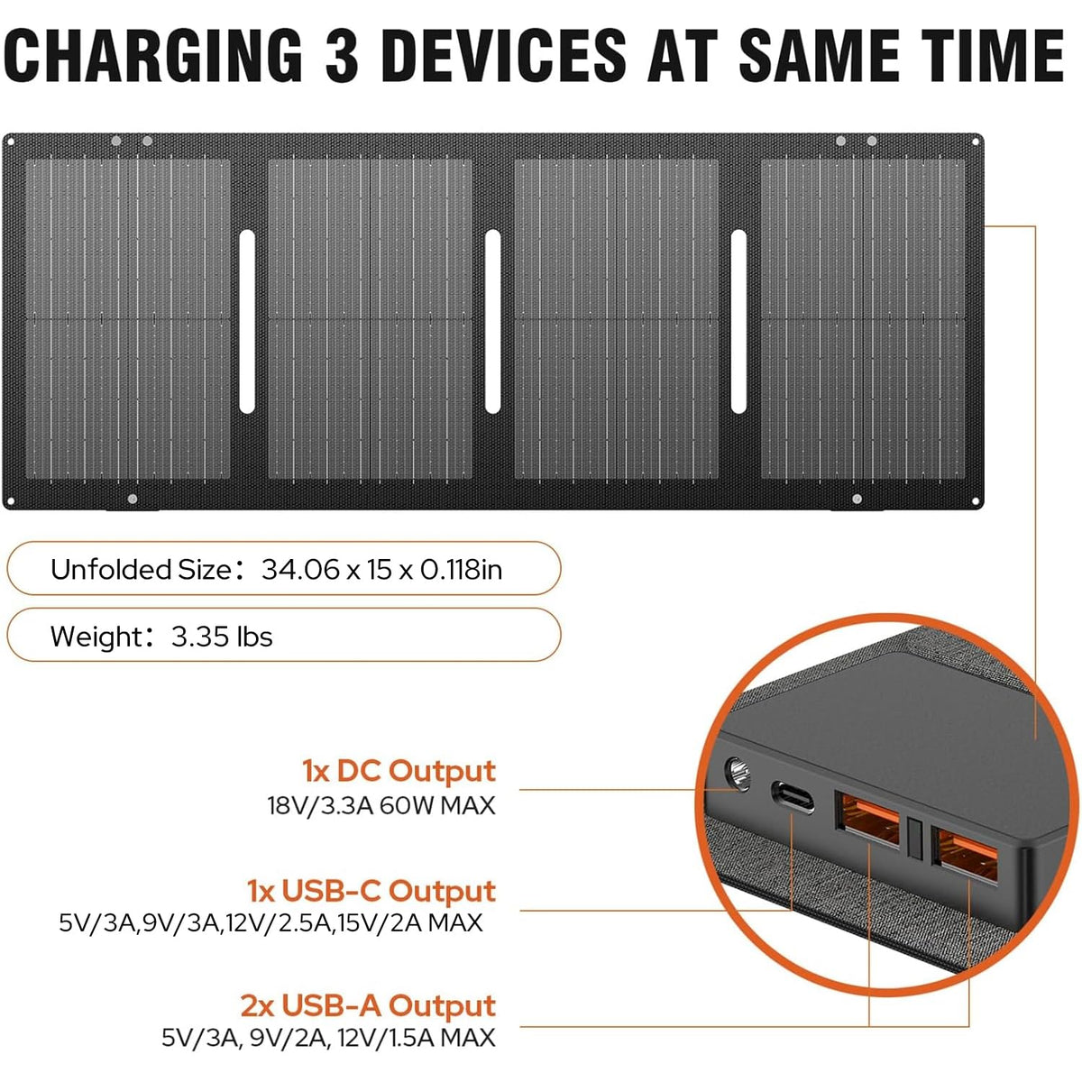 Portable Solar Generator 300W Portable Power Station with 60W Solar Panel