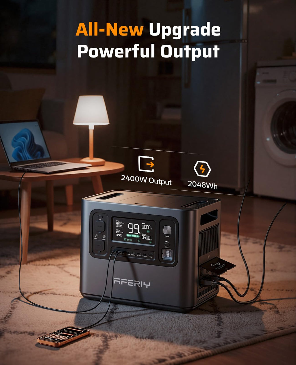 AFERIY P210 Solar Generator 2048Wh Portable Power Station 2400W (4800W Peak
