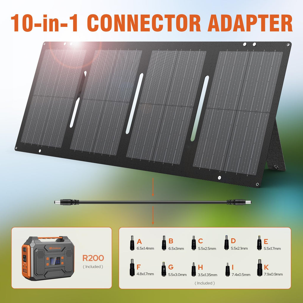 Portable Solar Generator 300W Portable Power Station with 60W Solar Panel