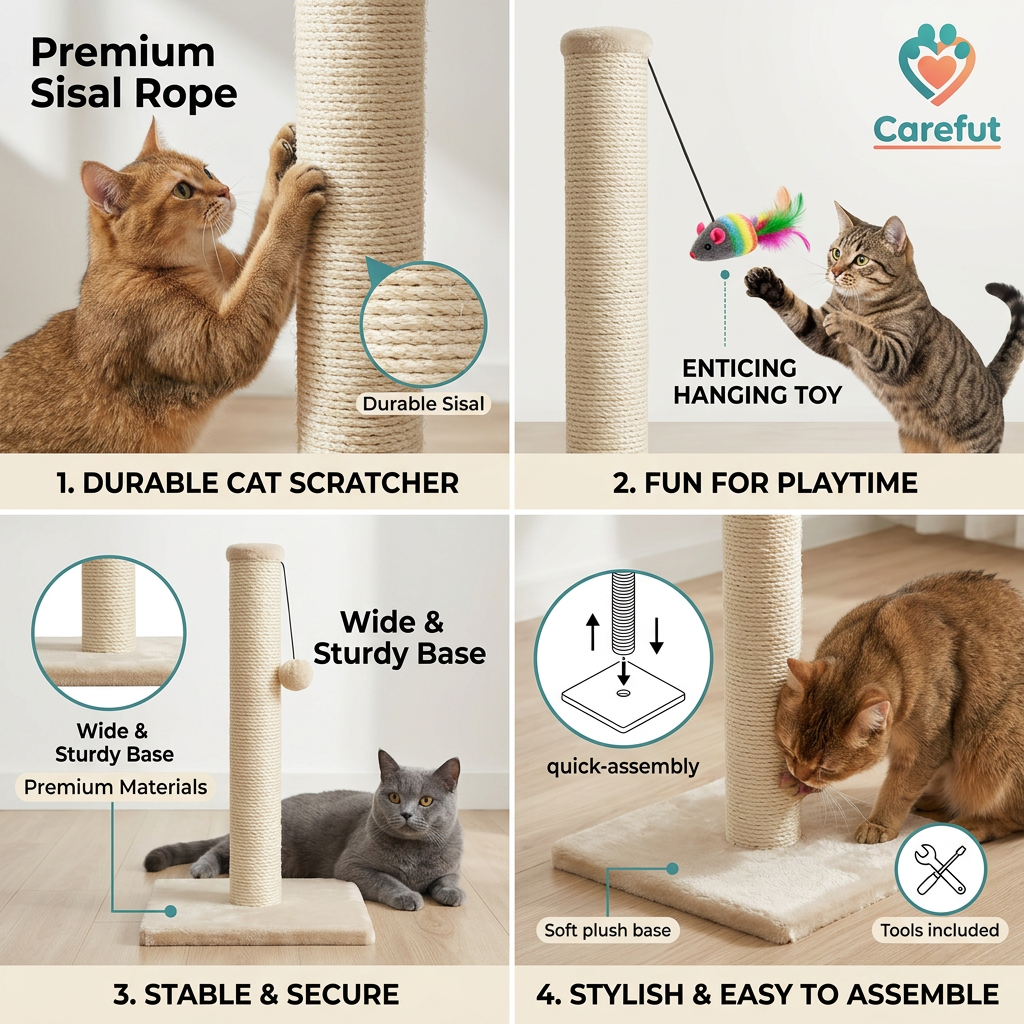 Cat Scratching Post with Hanging Toy