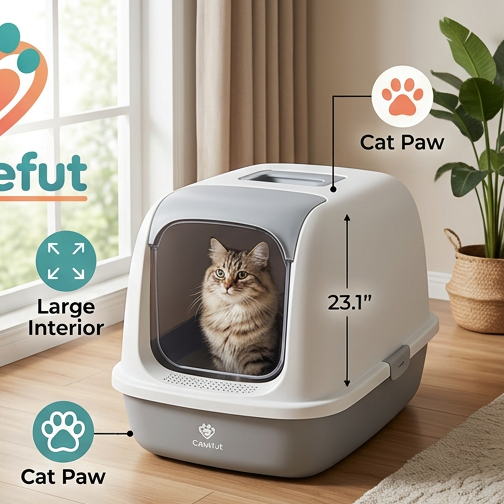 Large Covered Cat Litter Box