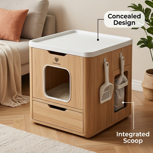 Large Covered Cat Litter Box